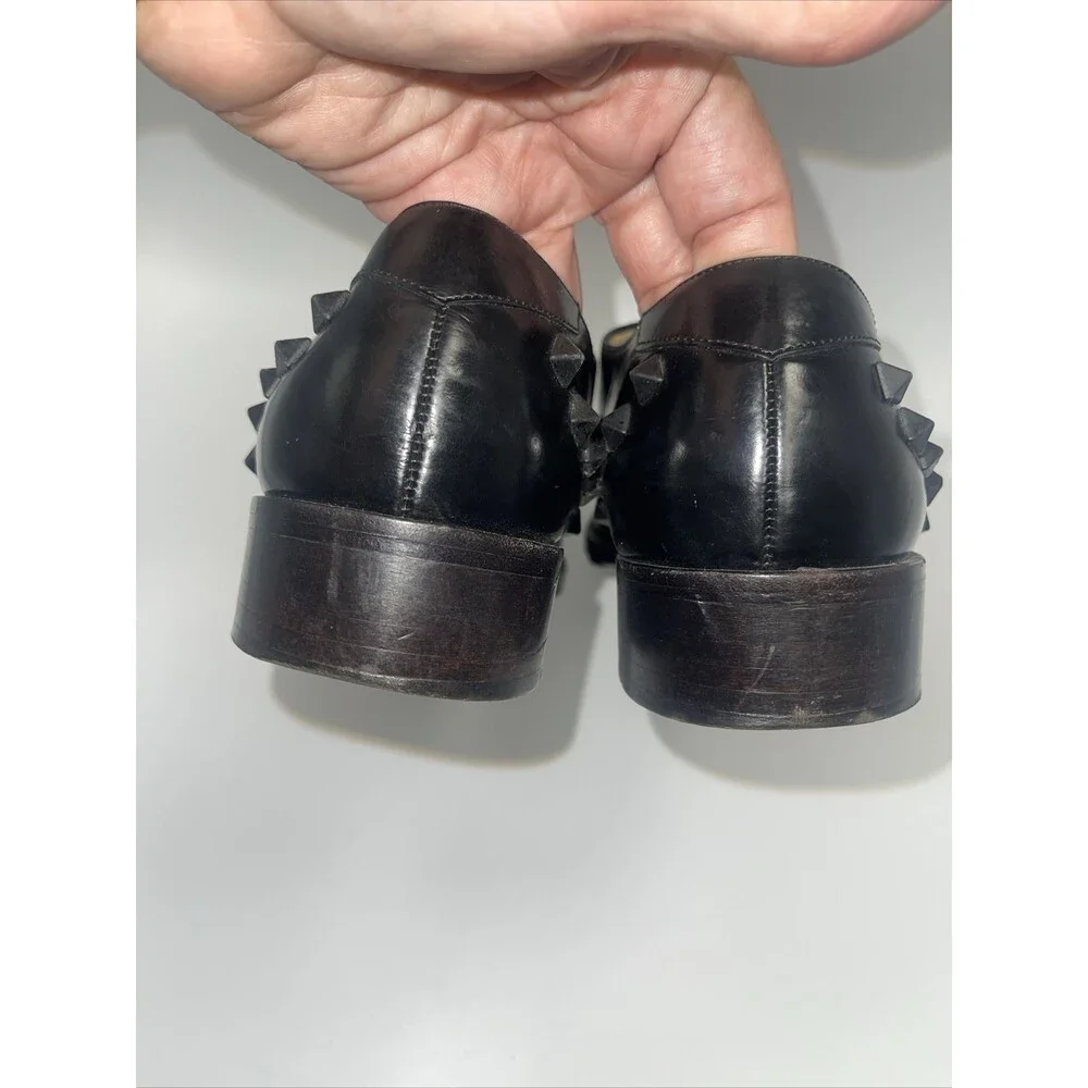 Valentino Garavani Black Leather Rockstud Lace Up Oxfords Sz 40 (missing laces)